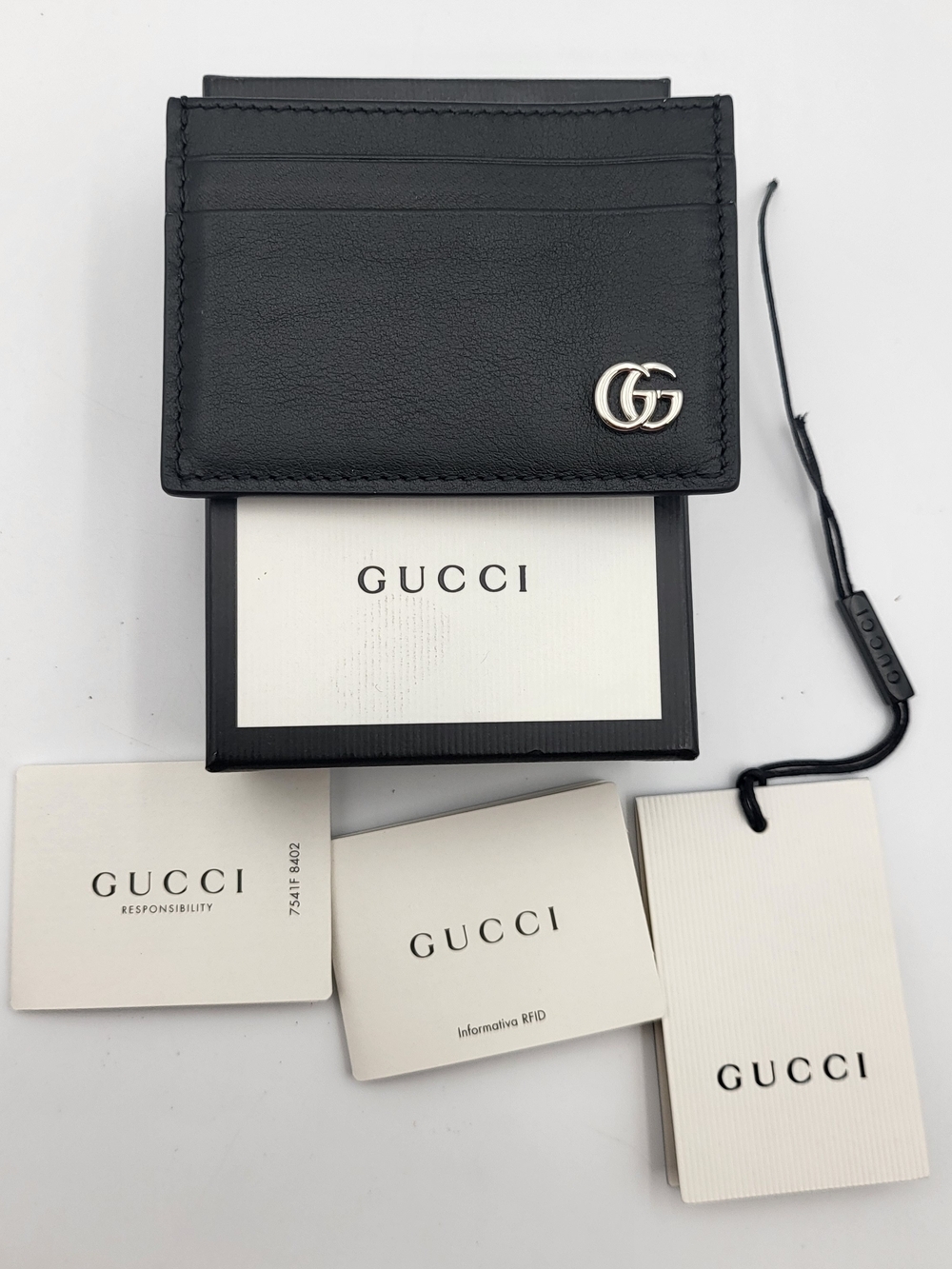 Gucci GG Marmont Leather Card Holder With Money Clip, Authentic..